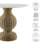 Modway Zale 36" Marble and Seagrass Dining Table by Modway-EEI-7195-WHI-NAT