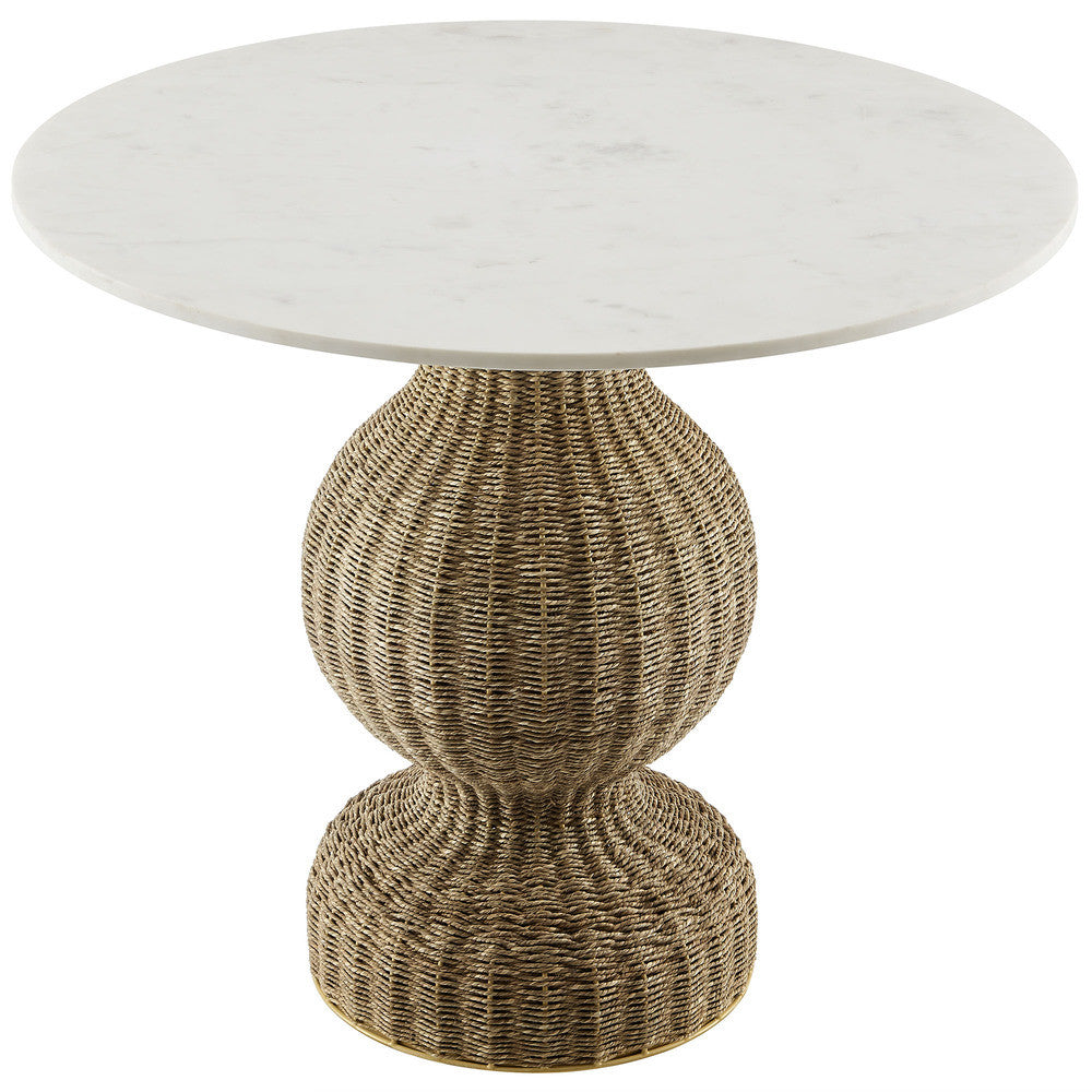 Modway Zale 36" Marble and Seagrass Dining Table by Modway-EEI-7195-WHI-NAT