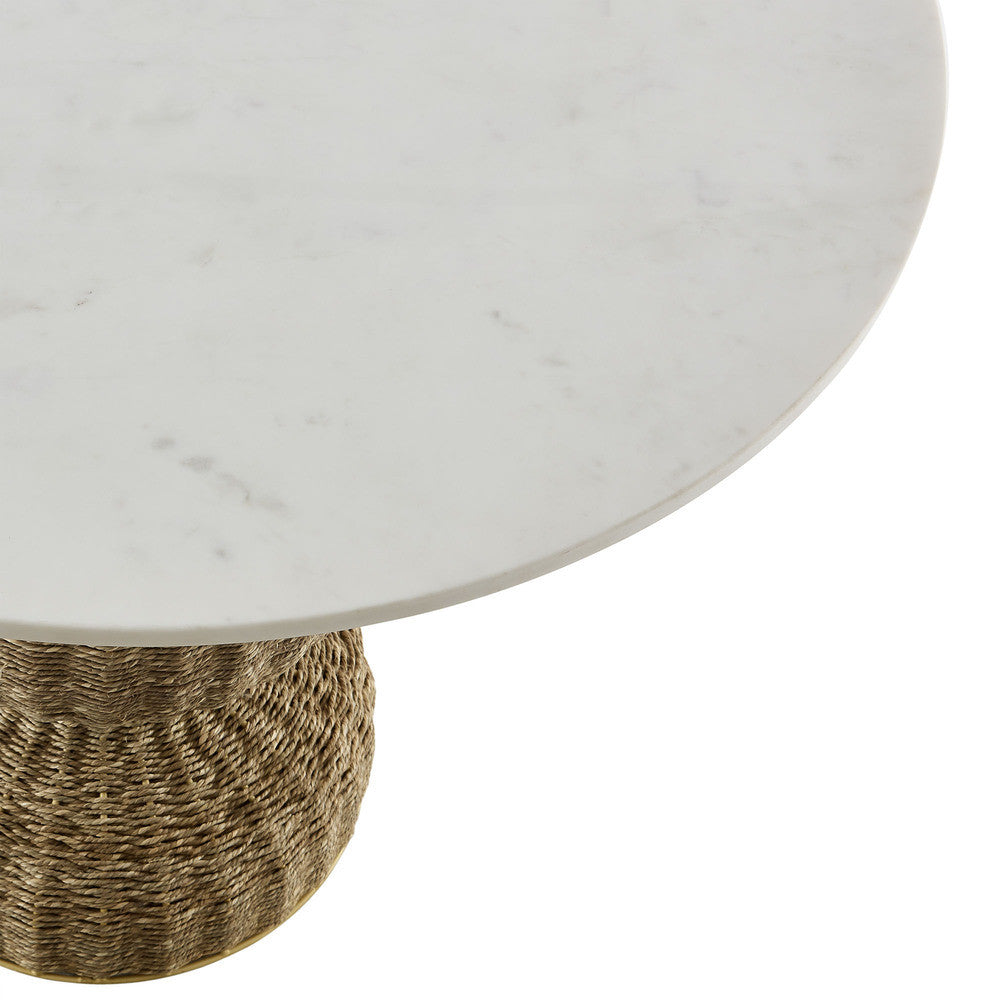 Modway Zale 36" Marble and Seagrass Dining Table by Modway-EEI-7195-WHI-NAT