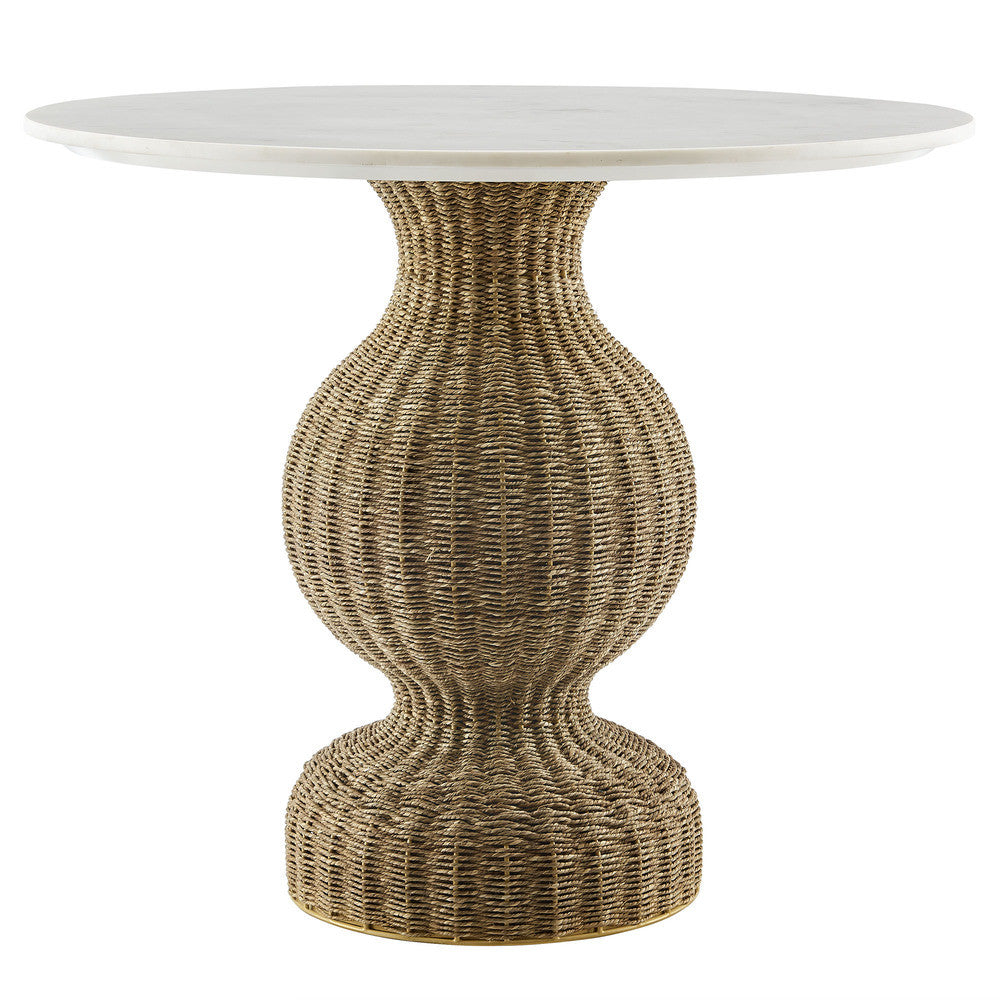 Modway Zale 36" Marble and Seagrass Dining Table by Modway-EEI-7195-WHI-NAT