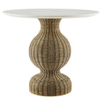 Modway EEI-7195-WHI-NAT Zale 36" Marble and Seagrass Dining Table White Natural