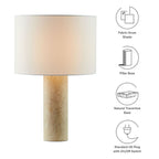 Modway Zenith Travertine Table Lamp With Fabric Drum Shade by Modway-EEI-7213-TRV