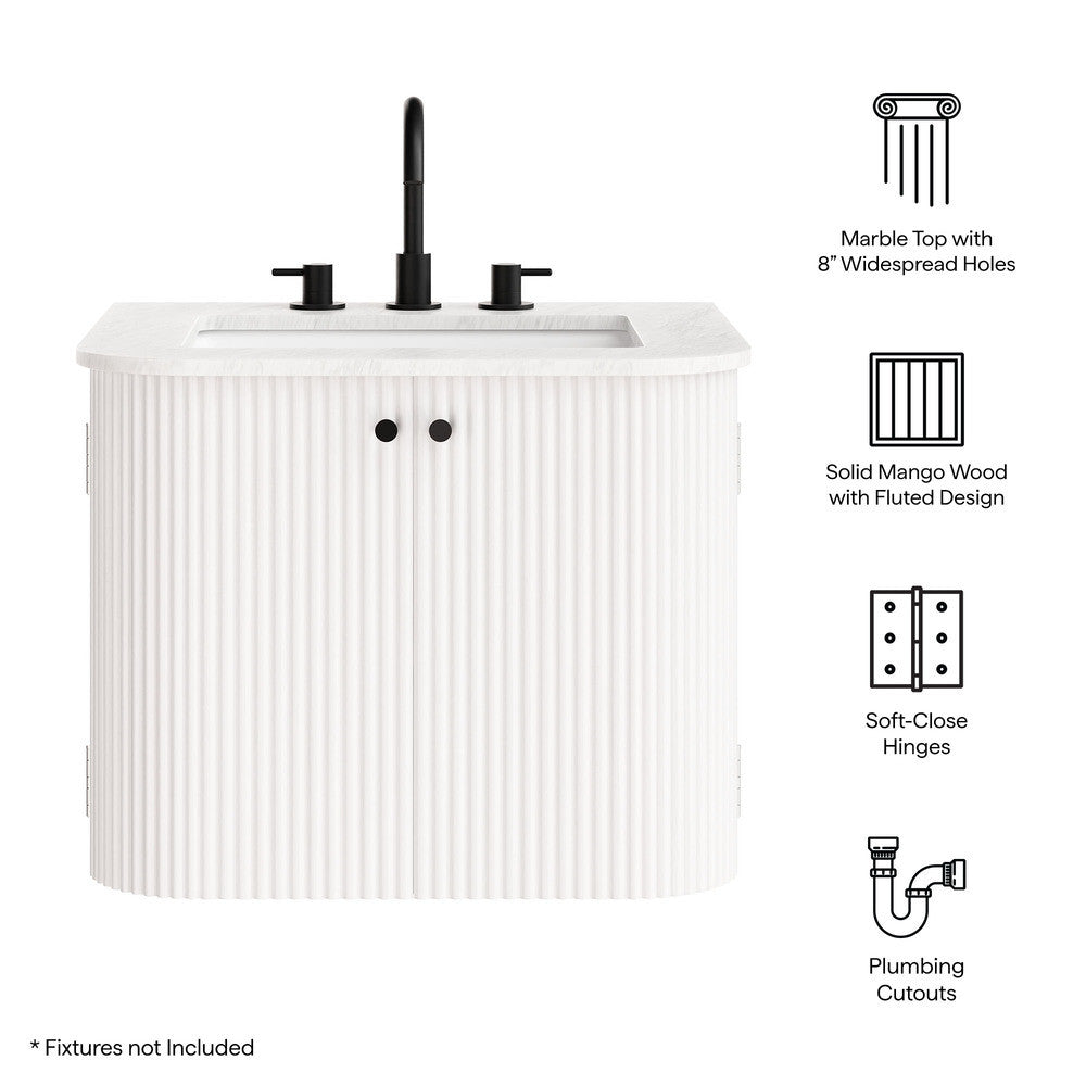 Modway Zia 24" Wall-Mount Bathroom Vanity with Marble Sink by Modway-EEI-7162