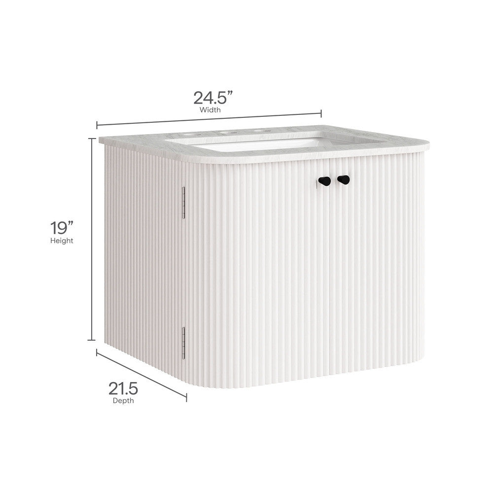 Modway Zia 24" Wall-Mount Bathroom Vanity with Marble Sink by Modway-EEI-7162