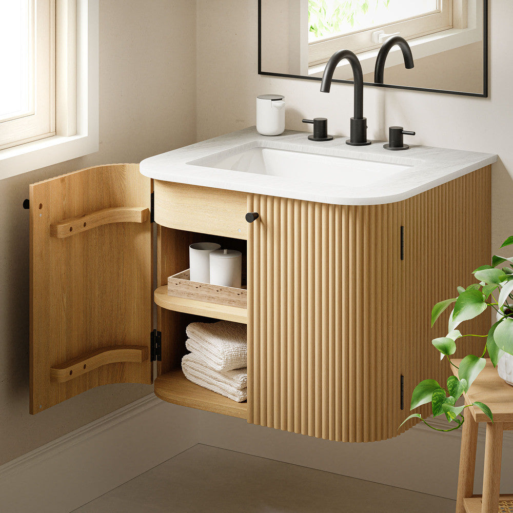 Modway Zia 24" Wall-Mount Bathroom Vanity with Marble Sink by Modway-EEI-7162