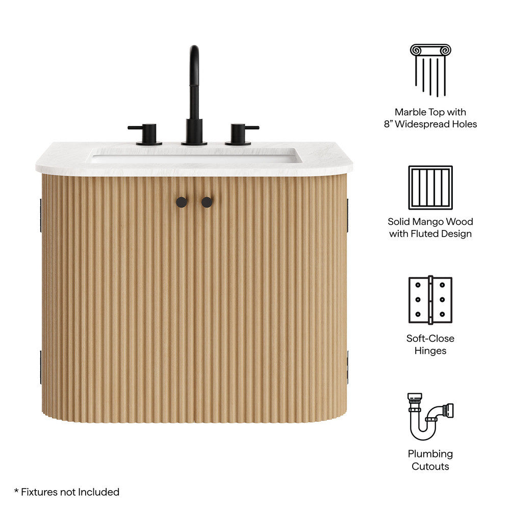 Modway Zia 24" Wall-Mount Bathroom Vanity with Marble Sink by Modway-EEI-7162