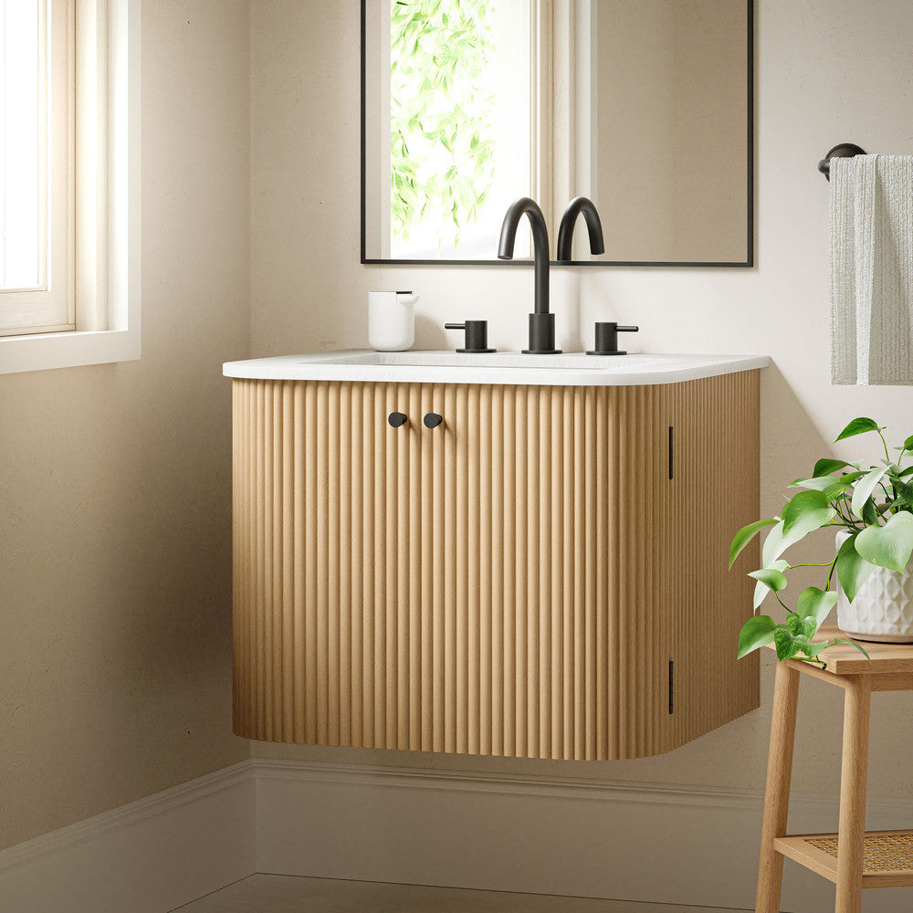 Modway Zia 24" Wall-Mount Bathroom Vanity with Marble Sink by Modway-EEI-7162