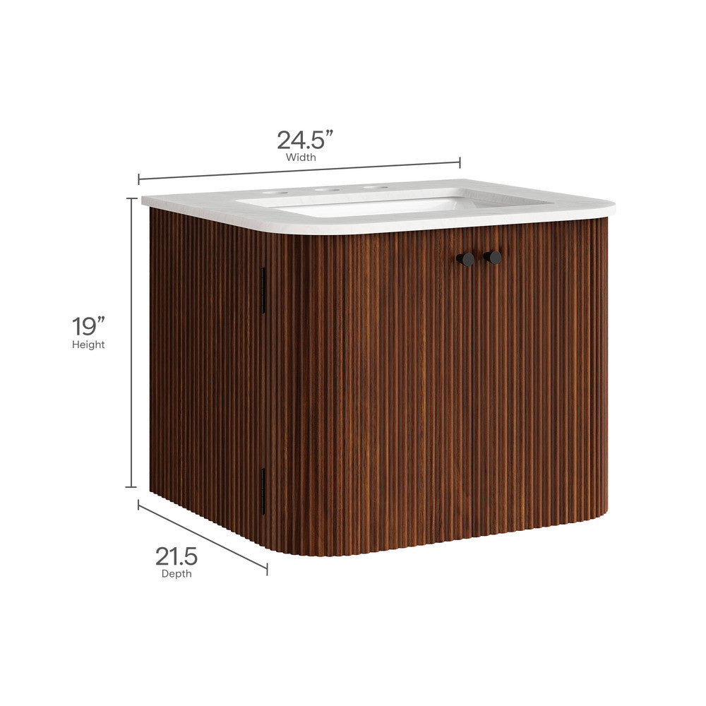 Modway Zia 24" Wall-Mount Bathroom Vanity with Marble Sink by Modway-EEI-7162