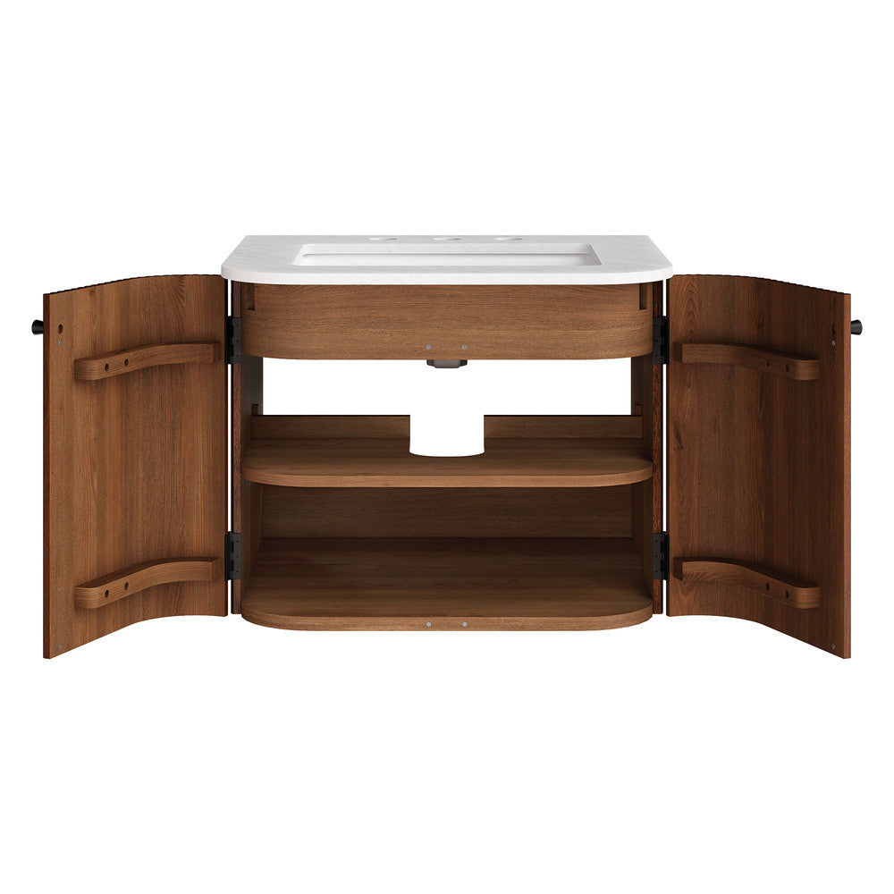 Modway Zia 24" Wall-Mount Bathroom Vanity with Marble Sink by Modway-EEI-7162
