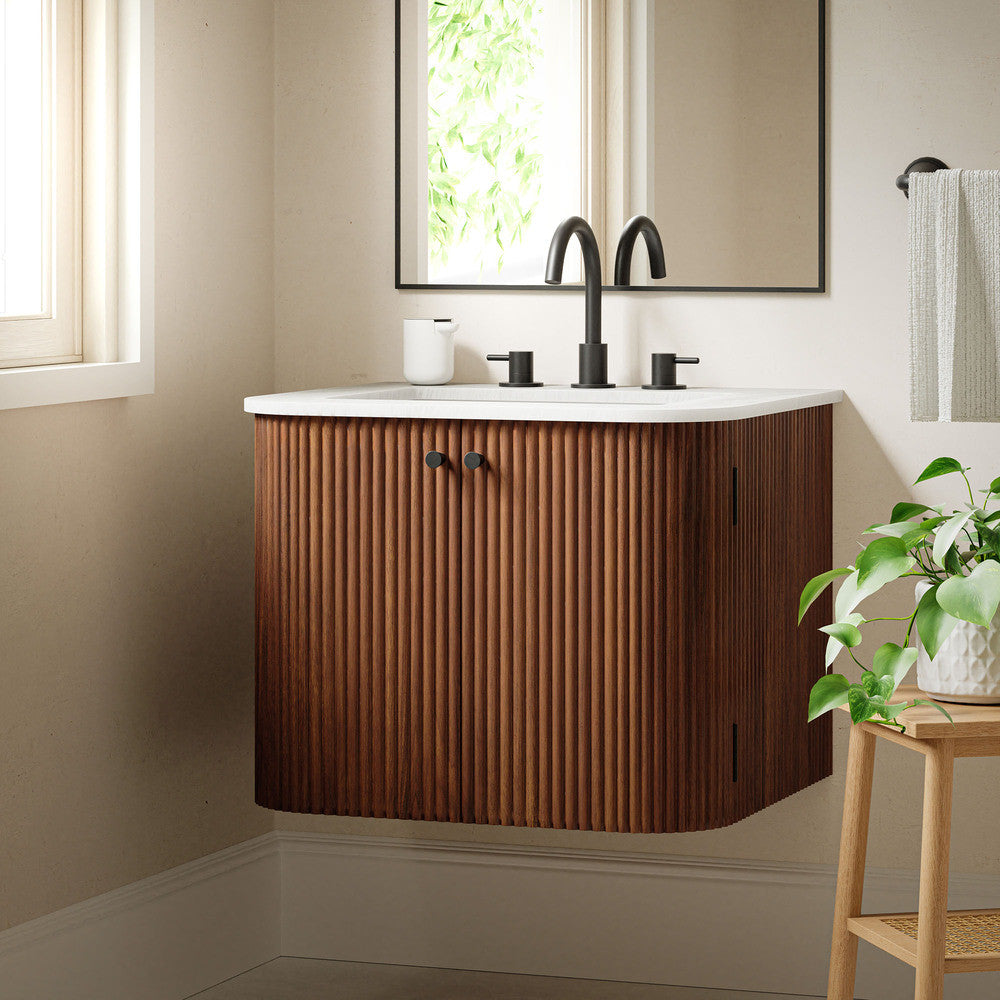 Modway Zia 24" Wall-Mount Bathroom Vanity with Marble Sink by Modway-EEI-7162