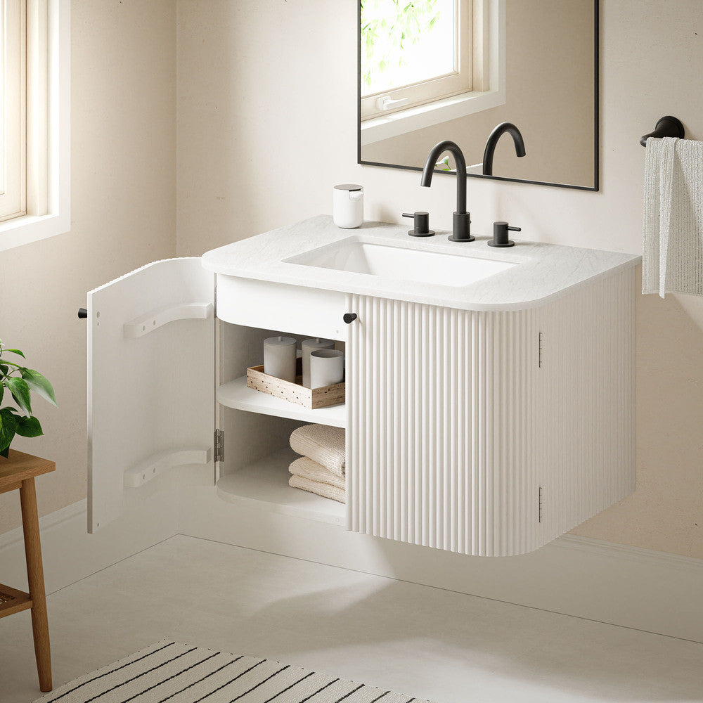Modway Zia 30" Wall-Mount Bathroom Vanity with Marble Sink by Modway-EEI-7208