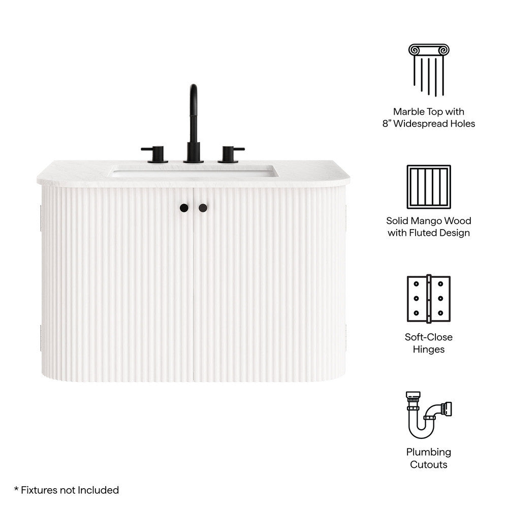 Modway Zia 30" Wall-Mount Bathroom Vanity with Marble Sink by Modway-EEI-7208