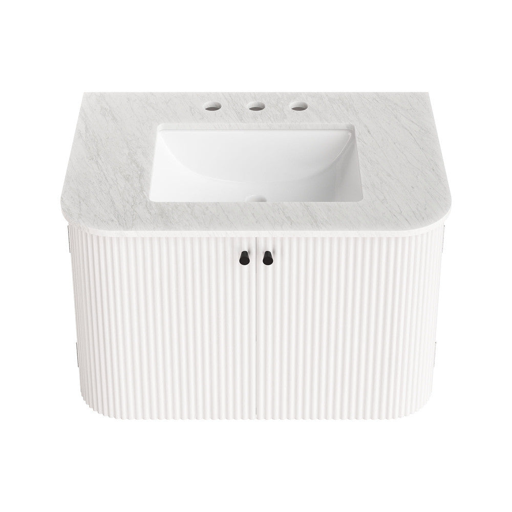 Modway Zia 30" Wall-Mount Bathroom Vanity with Marble Sink by Modway-EEI-7208