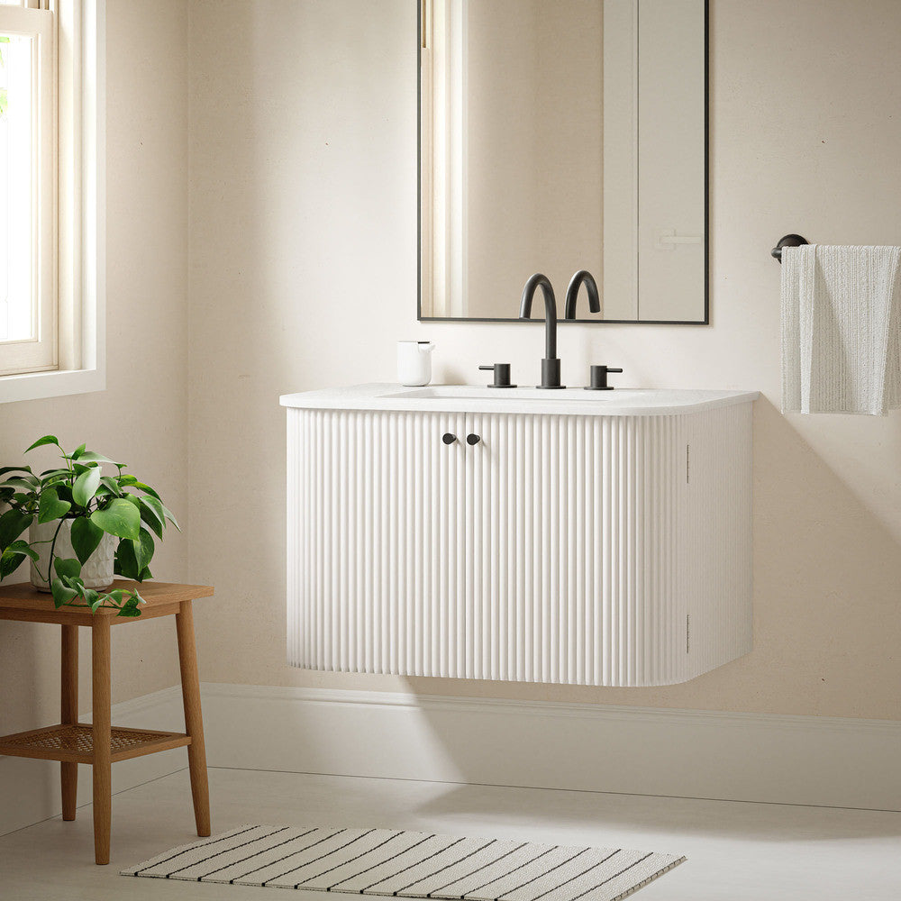 Modway Zia 30" Wall-Mount Bathroom Vanity with Marble Sink by Modway-EEI-7208