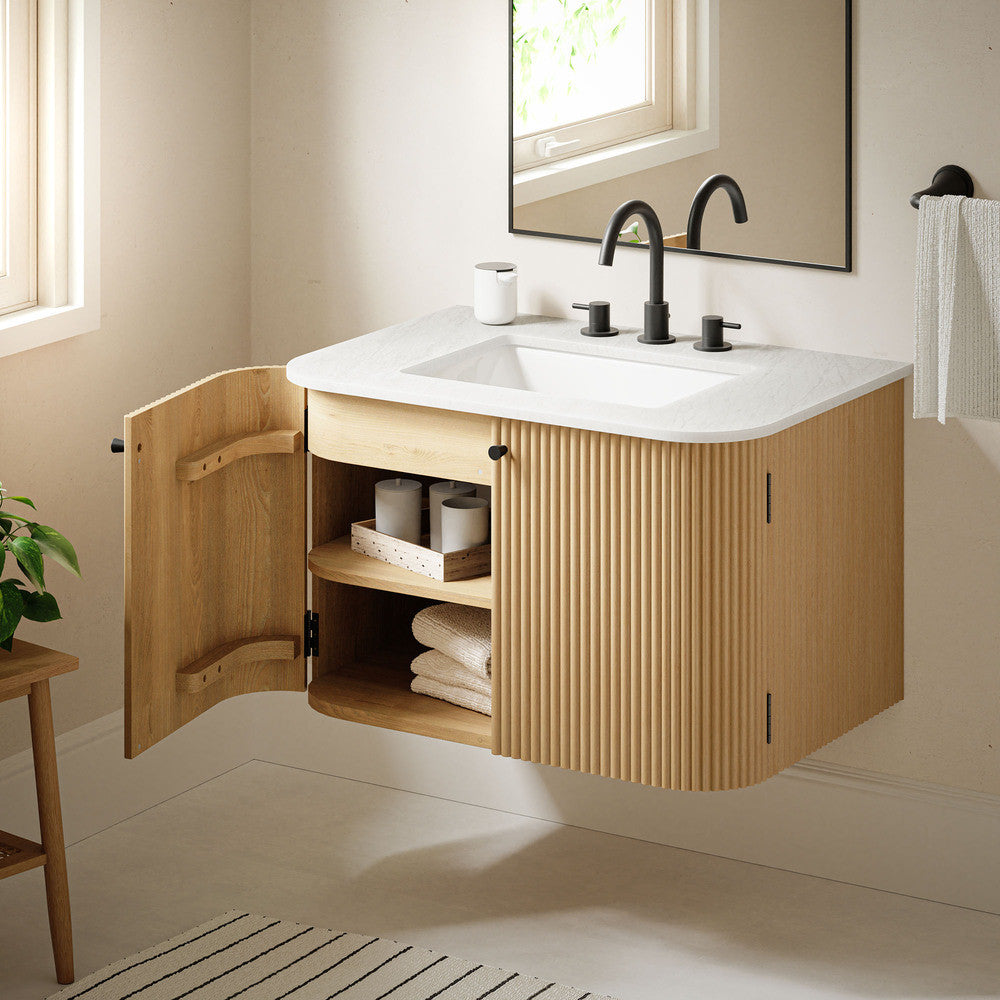 Modway Zia 30" Wall-Mount Bathroom Vanity with Marble Sink by Modway-EEI-7208