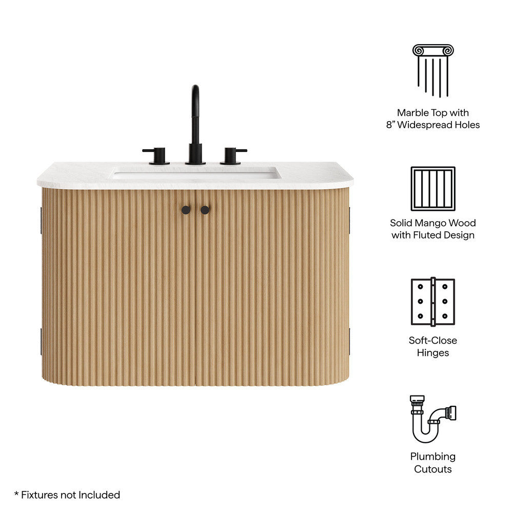 Modway Zia 30" Wall-Mount Bathroom Vanity with Marble Sink by Modway-EEI-7208