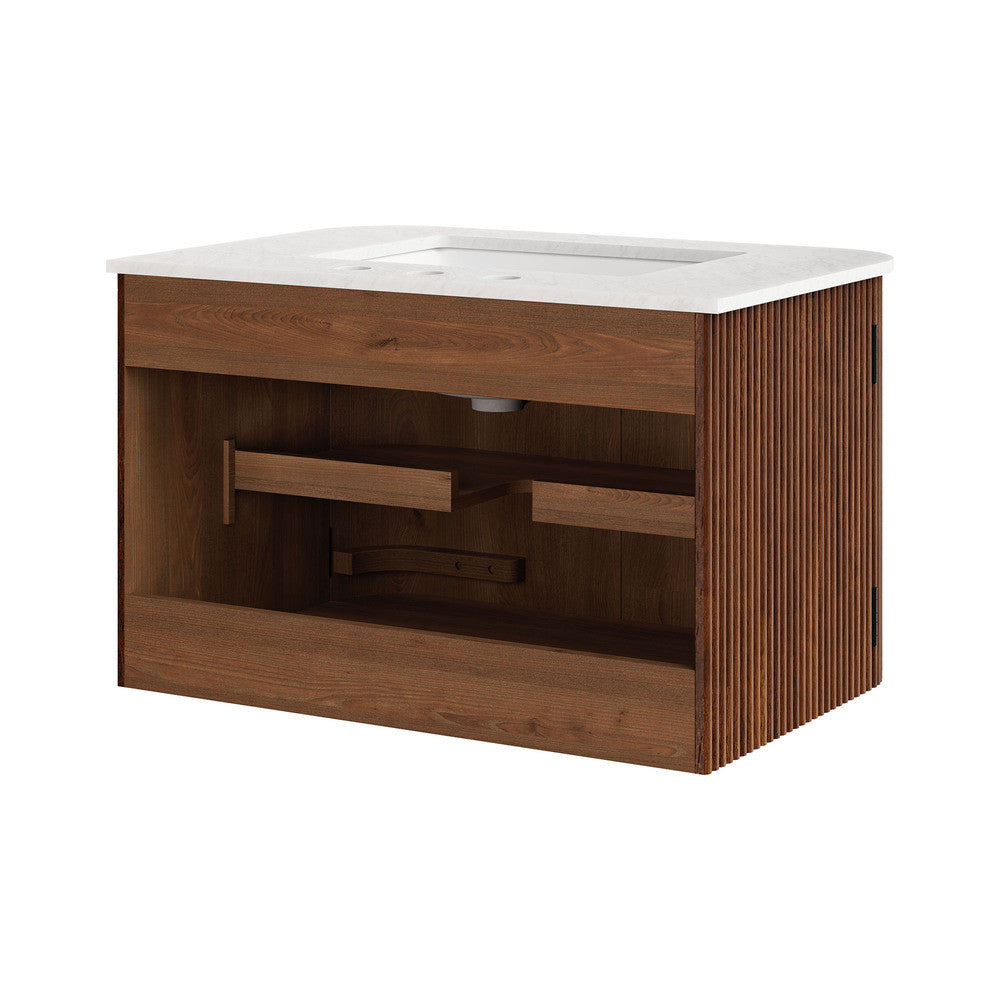 Modway Zia 30" Wall-Mount Bathroom Vanity with Marble Sink by Modway-EEI-7208