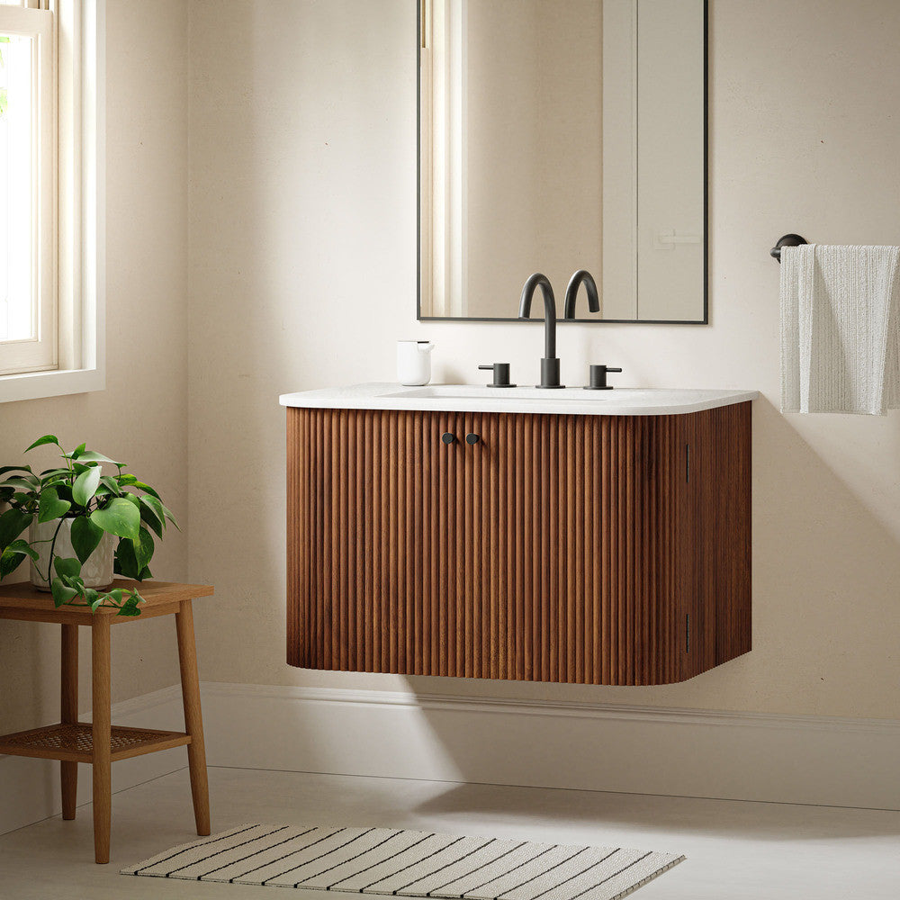 Modway Zia 30" Wall-Mount Bathroom Vanity with Marble Sink by Modway-EEI-7208