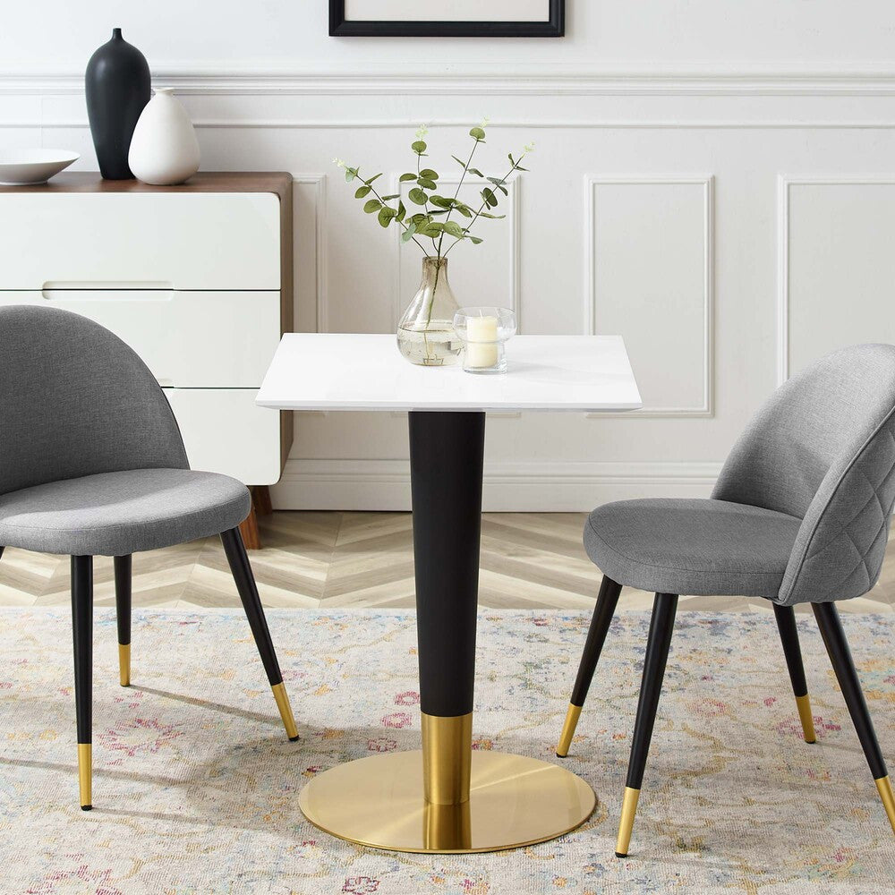 EEI-5118-GLD-WHI Zinque 24" Square Dining Table by Modway