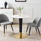 EEI-5121-GLD-WHI Zinque 28" Artificial Marble Dining Table by Modway
