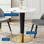 EEI-5121-GLD-WHI Zinque 28" Artificial Marble Dining Table by Modway