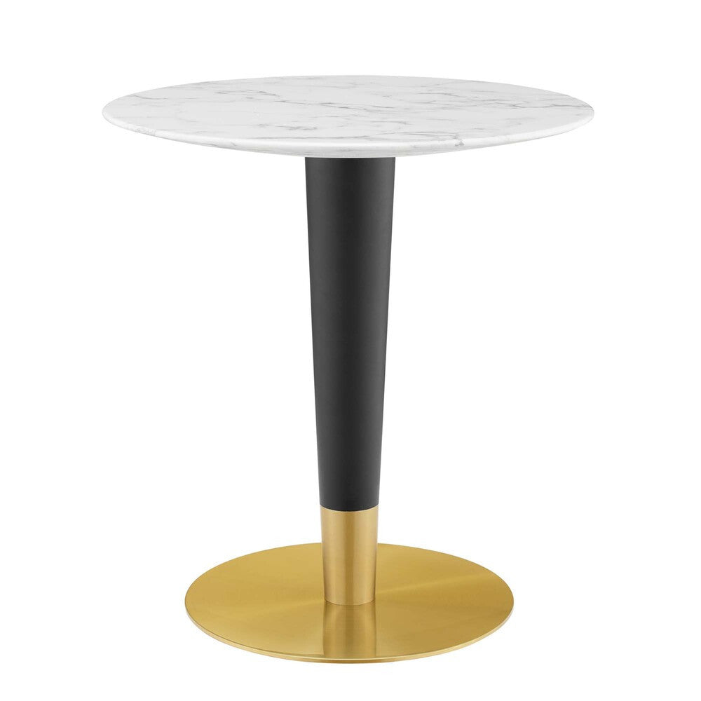 EEI-5121-GLD-WHI Zinque 28" Artificial Marble Dining Table by Modway
