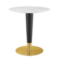 Modway EEI-5121-GLD-WHI Zinque 28" Artificial Marble Dining Table Gold White