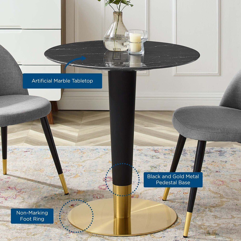 EEI-5131-GLD-BLK Zinque 28" Artificial Marble Dining Table by Modway