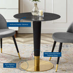 EEI-5131-GLD-BLK Zinque 28" Artificial Marble Dining Table by Modway