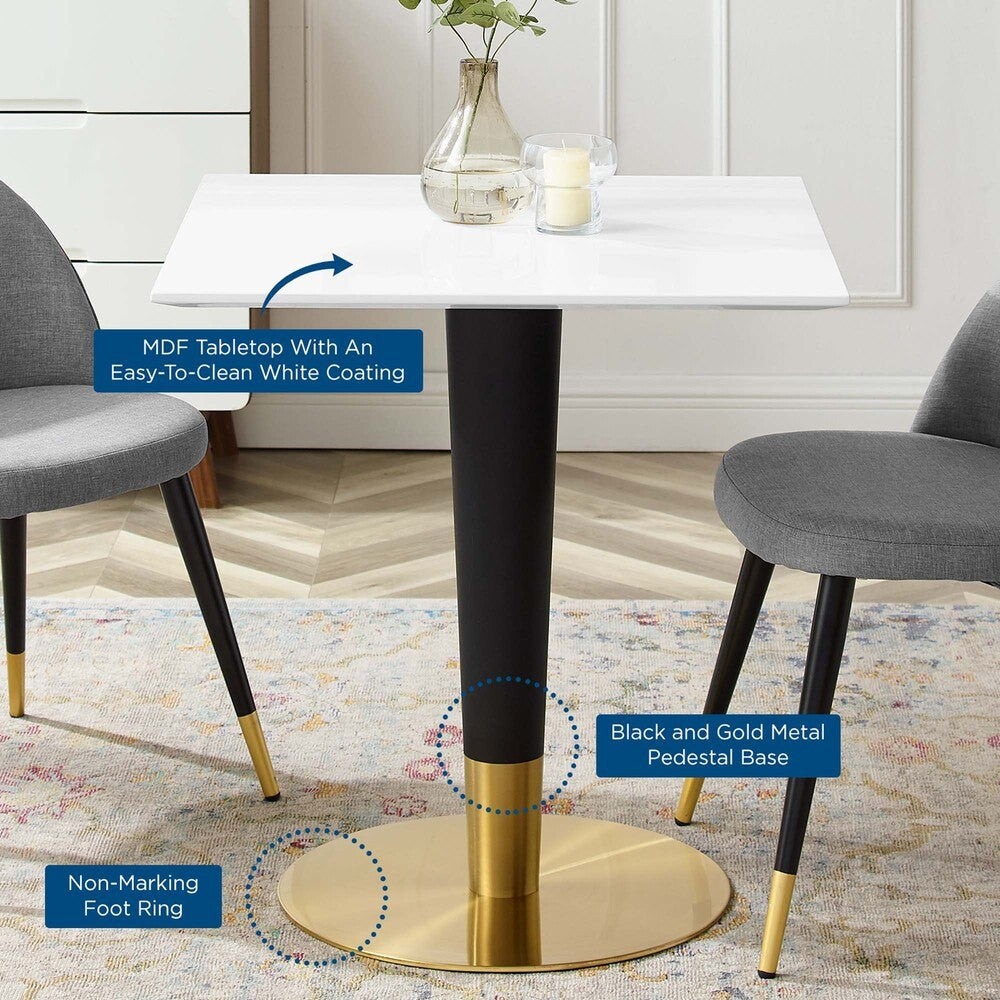 EEI-5119-GLD-WHI Zinque 28" Square Dining Table by Modway