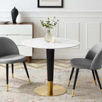 EEI-5122-GLD-WHI Zinque 36" Artificial Marble Dining Table by Modway