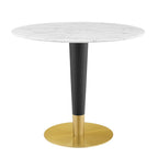 EEI-5122-GLD-WHI Zinque 36" Artificial Marble Dining Table by Modway