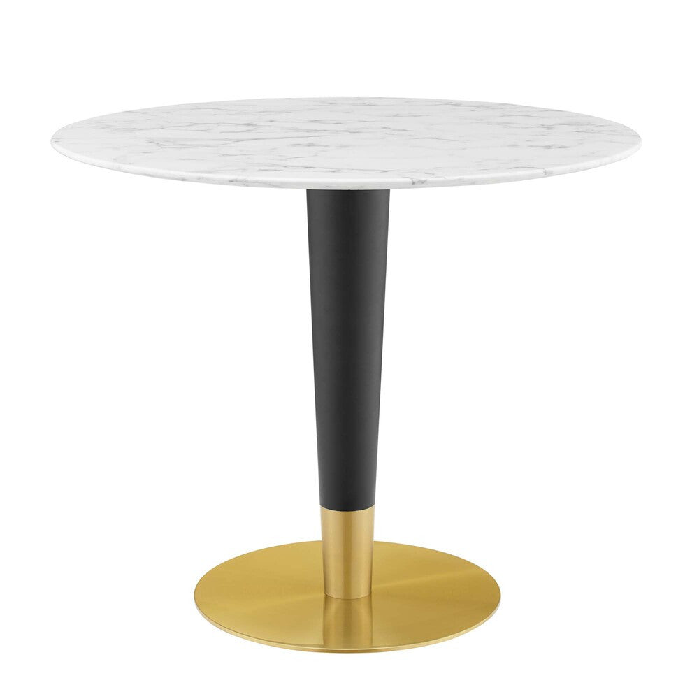 EEI-5122-GLD-WHI Zinque 36" Artificial Marble Dining Table by Modway