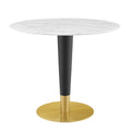 Modway EEI-5122-GLD-WHI Zinque 36" Artificial Marble Dining Table Gold White