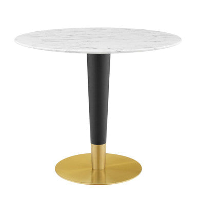 Modway EEI-5122-GLD-WHI Zinque 36" Artificial Marble Dining Table Gold White