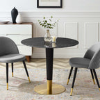 EEI-5132-GLD-BLK Zinque 36" Artificial Marble Dining Table by Modway