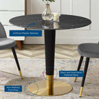 EEI-5132-GLD-BLK Zinque 36" Artificial Marble Dining Table by Modway