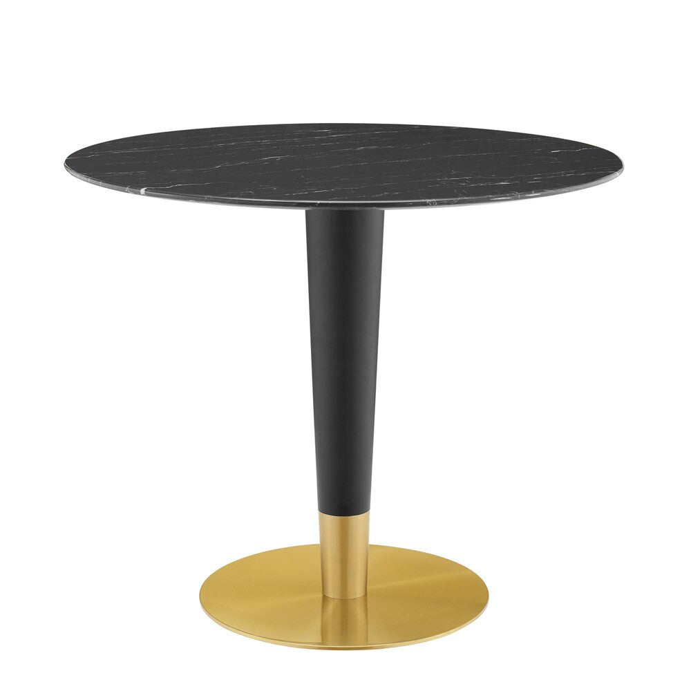 EEI-5132-GLD-BLK Zinque 36" Artificial Marble Dining Table by Modway