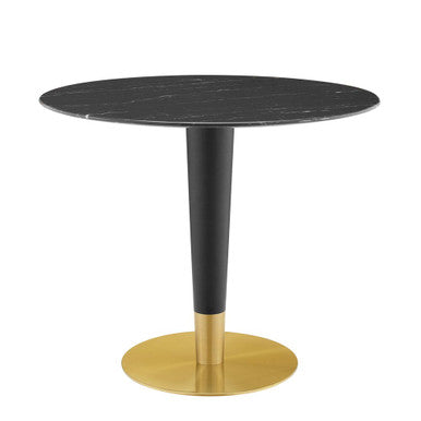 Modway EEI-5132-GLD-BLK Zinque 36" Artificial Marble Dining Table Gold Black