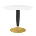 Modway EEI-5117-GLD-WHI Zinque 36" Dining Table Gold White