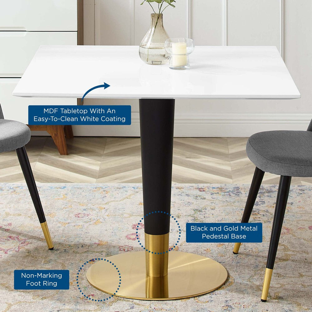 EEI-5120-GLD-WHI Zinque 36" Square Dining Table by Modway