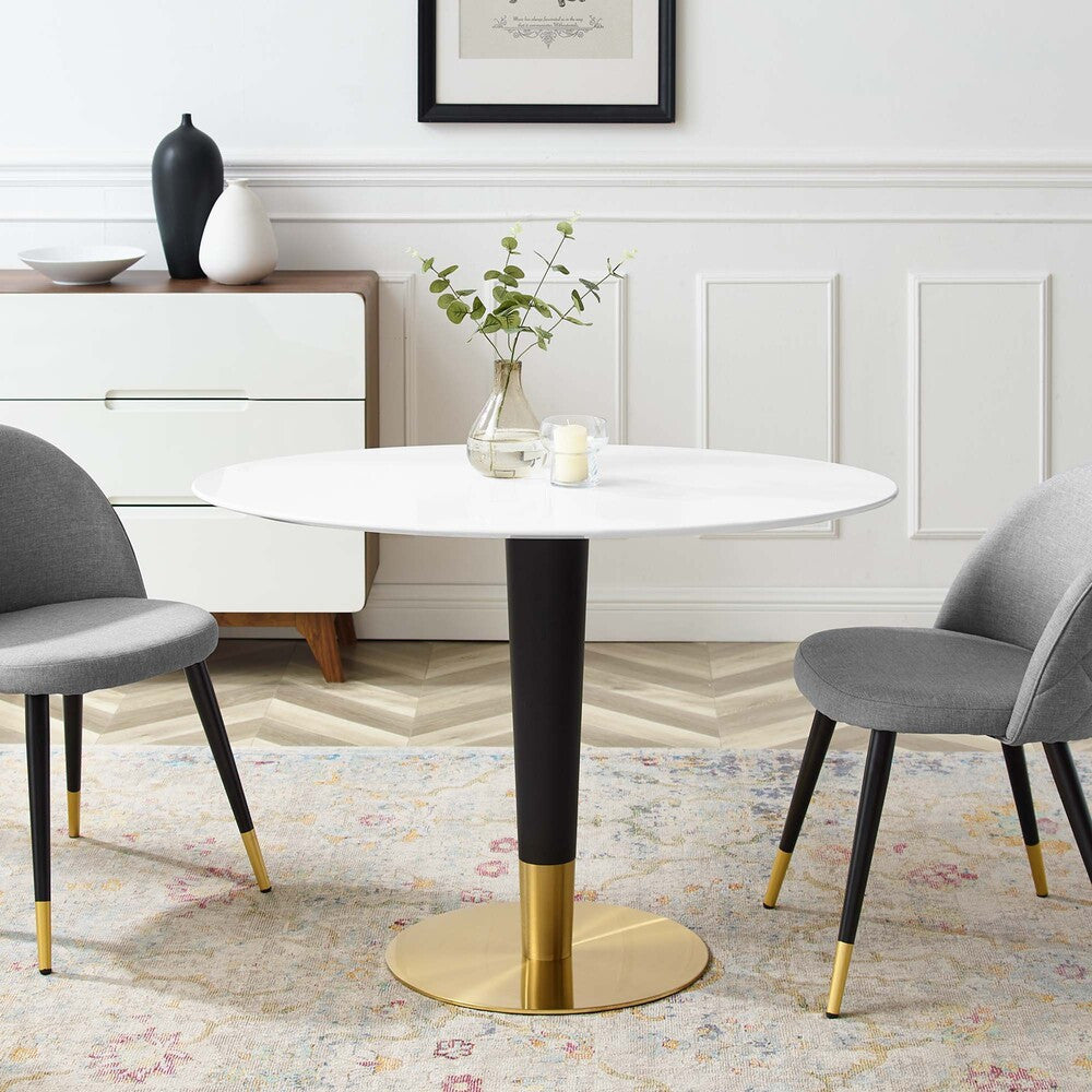 EEI-5124-GLD-WHI Zinque 42" Oval Dining Table by Modway
