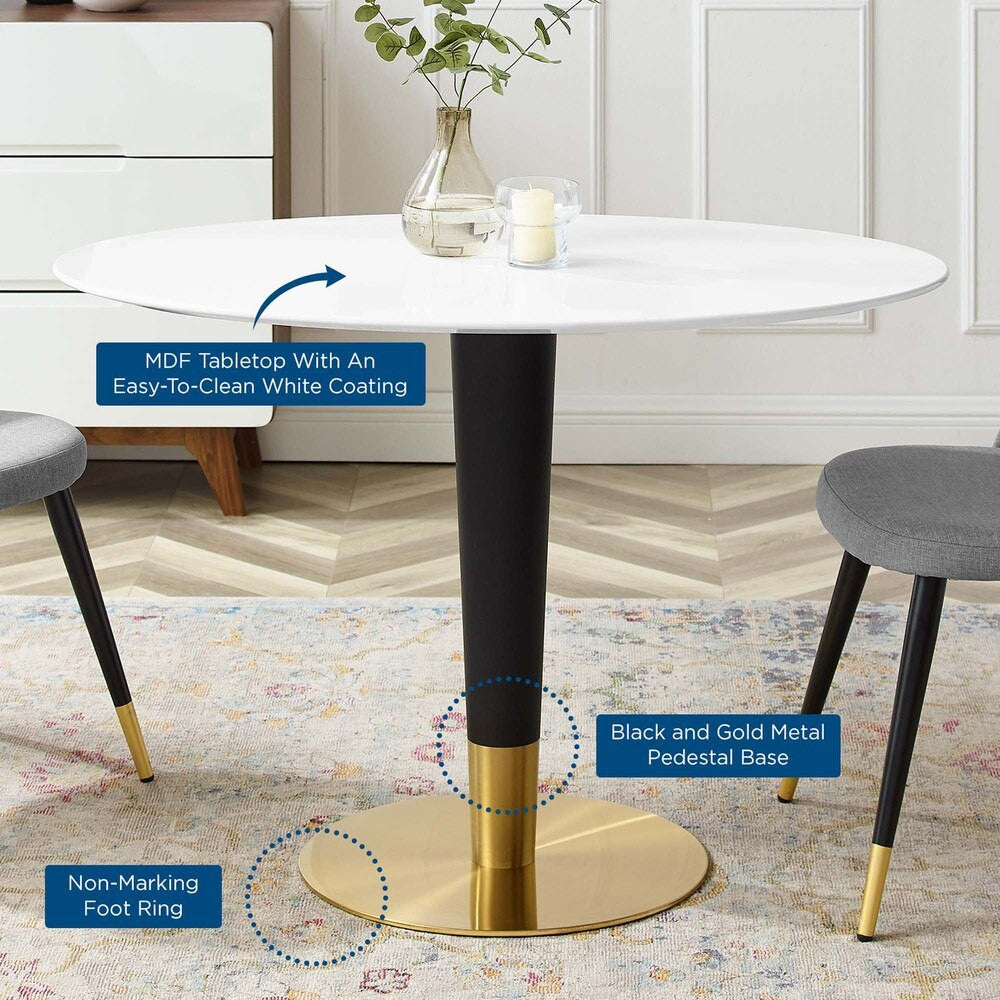 EEI-5124-GLD-WHI Zinque 42" Oval Dining Table by Modway