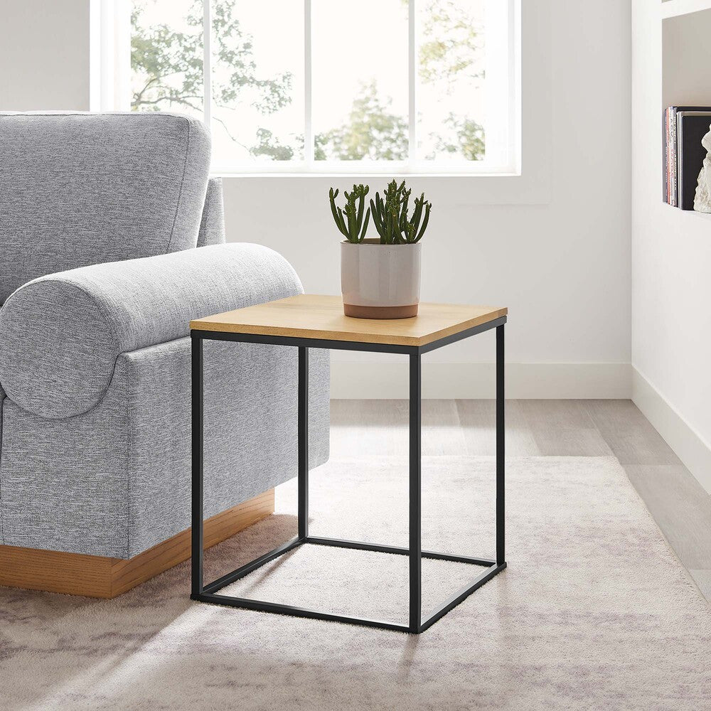 EEI-6833-OAK Zora Square Wood and Metal Side Table by Modway