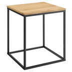 Modway EEI-6833-OAK Zora Square Wood and Metal Side Table Oak