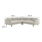 EEI-6613-HEI Zoya 3 Piece Down Filled Overstuffed Sectional Sofa by Modway