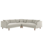 Modway EEI-6613-HEI Zoya 3 Piece Down Filled Overstuffed Sectional Sofa Heathered Weave Ivory
