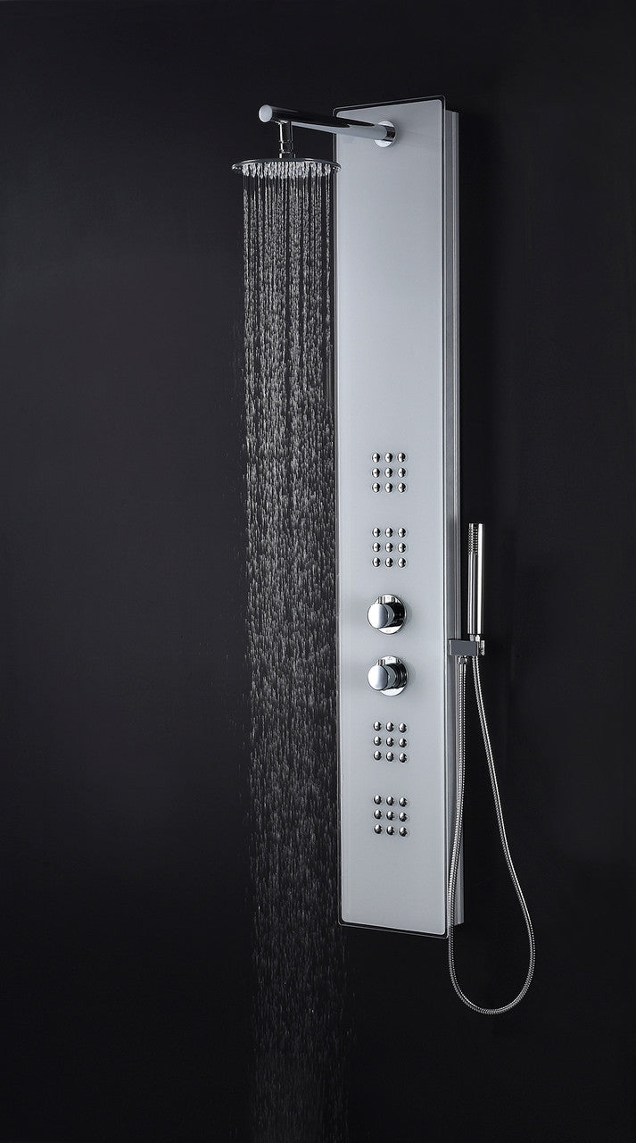 ANZZI Veld Series 64 in. Full Body Shower Panel System with Heavy Rain Shower and Spray Wand in White SP-AZ048