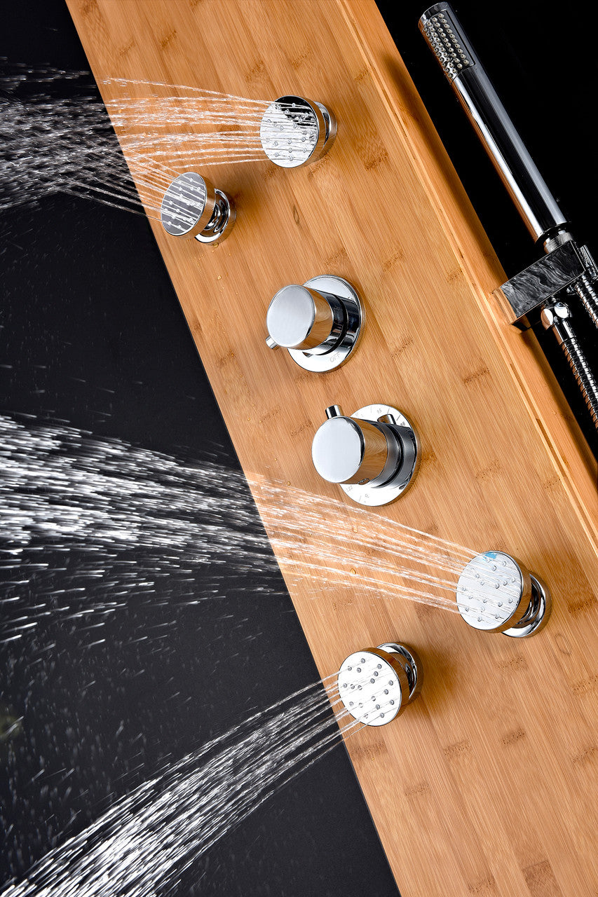 ANZZI Crane 52 in. Full Body Shower Panel with Heavy Rain Shower and Spray Wand in Natural Bamboo SP-AZ061