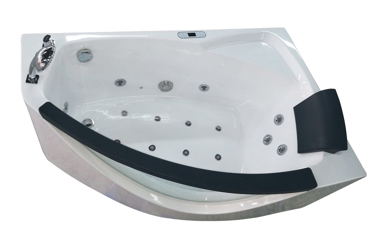 EAGO AM198ETL-L 5 ft Clear Rounded Left Corner Acrylic Whirlpool Bathtub